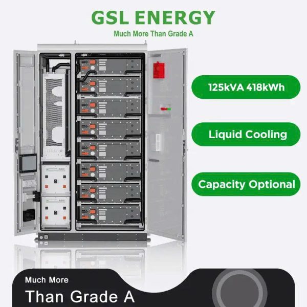 Hệ thống lưu trữ pin năng lượng mặt trời làm mát bằng chất lỏng GSL Energy 125kW / 418kWh