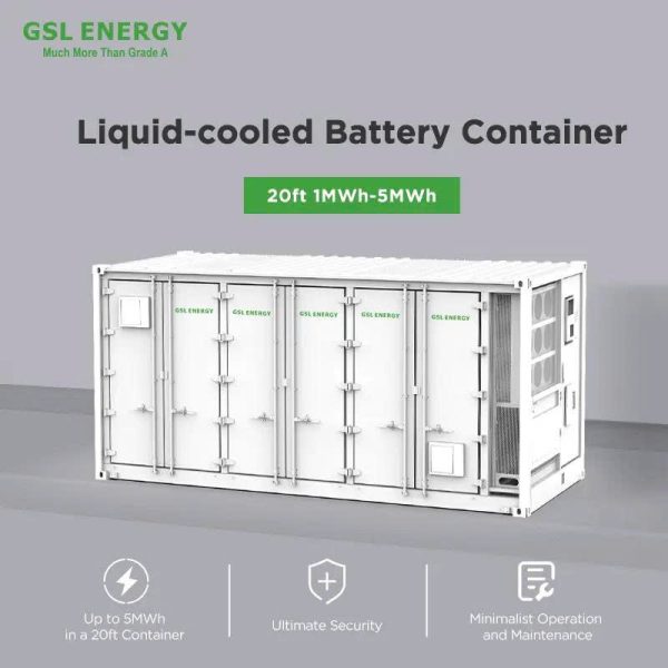 Hệ thống lưu trữ năng lượng dạng container BESS làm mát bằng chất lỏng, công suất 1MWh-5MWh.