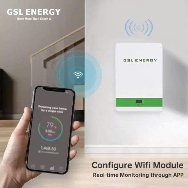 Pin lưu trữ năng lượng gia đình 10kWh treo tường GSL LiFePO4 51.2V 200Ah